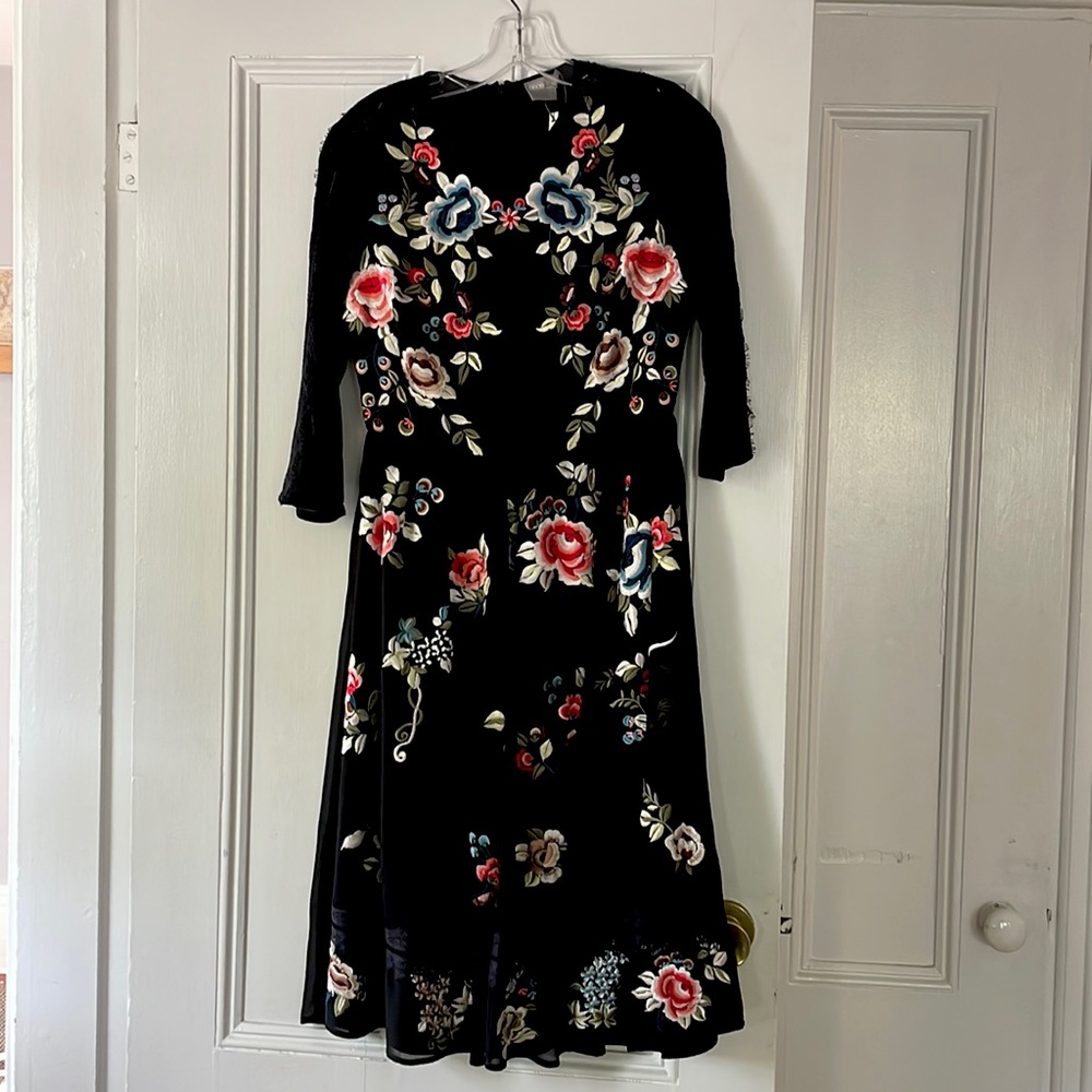 ASOS midi dress with embroidered flower design